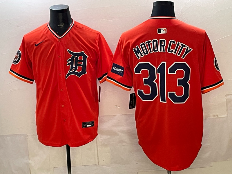 Men Detroit Tigers 313 Motorcity orange Game Nike MLB Jersey 2026005->detroit tigers->MLB Jersey